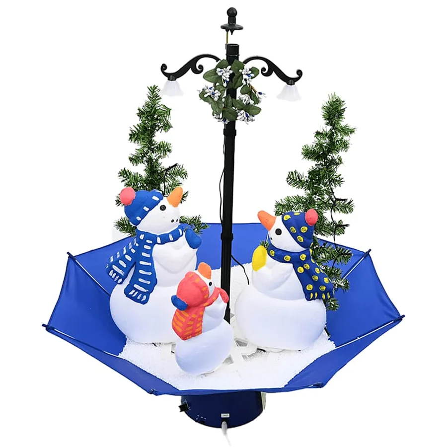 Arbre de Noël neigeux avec base de parapluie Bleu 75 cm PVC - 3