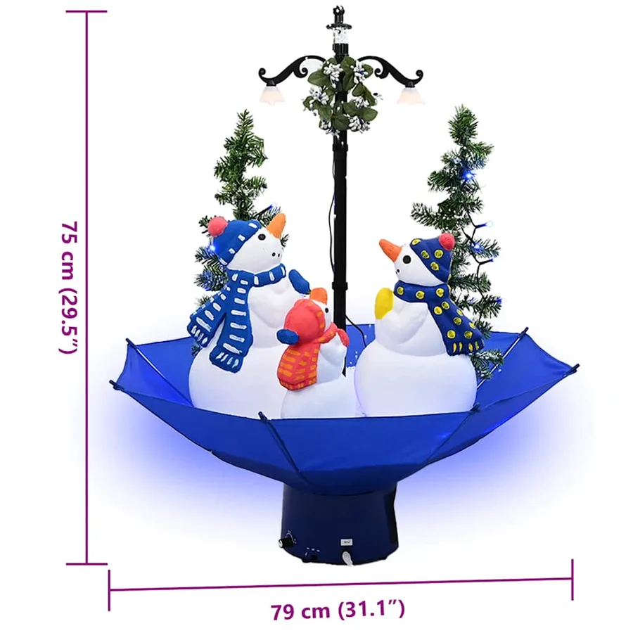 Arbre de Noël neigeux avec base de parapluie Bleu 75 cm PVC - 7