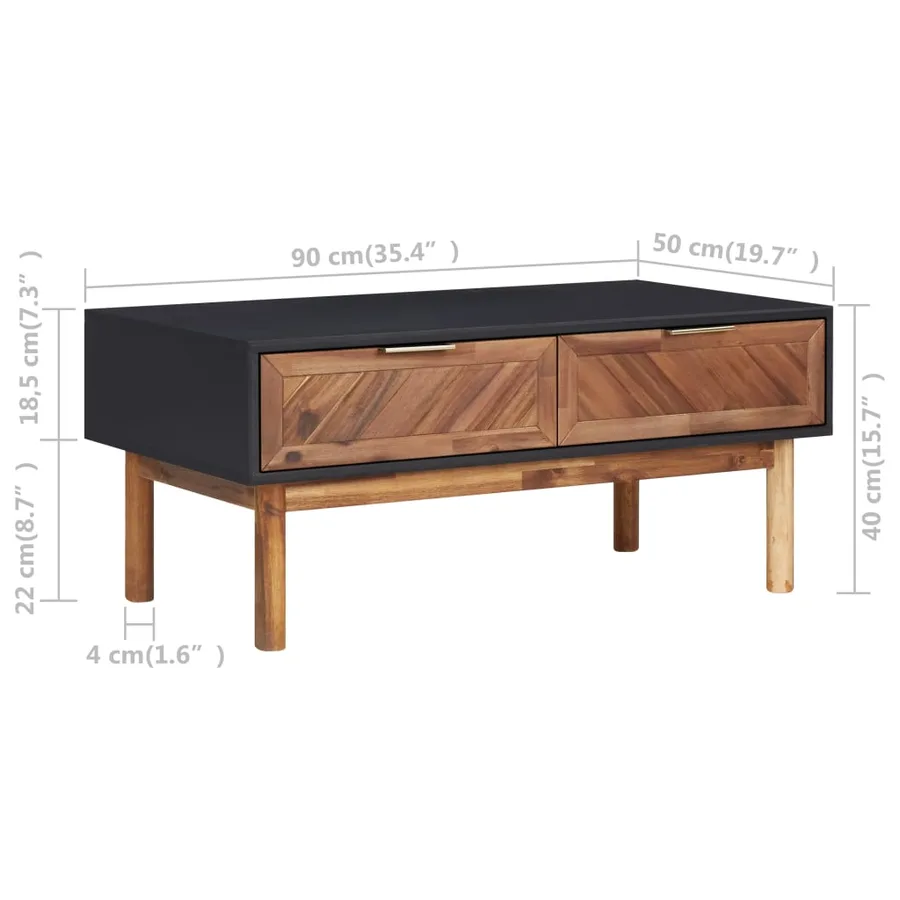 Table basse 90x50x40 cm Bois d'acacia massif et MDF - 7