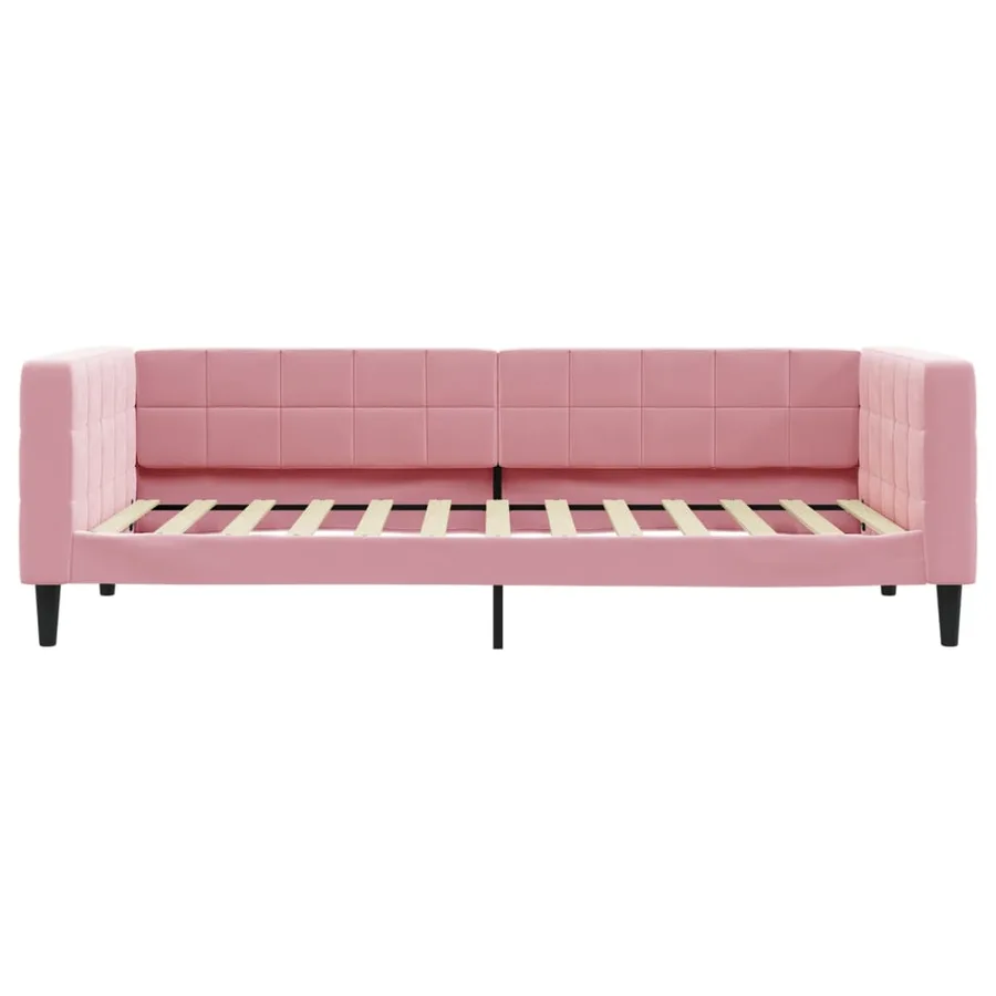 Lit de jour avec matelas rose 90x200 cm velours - 4