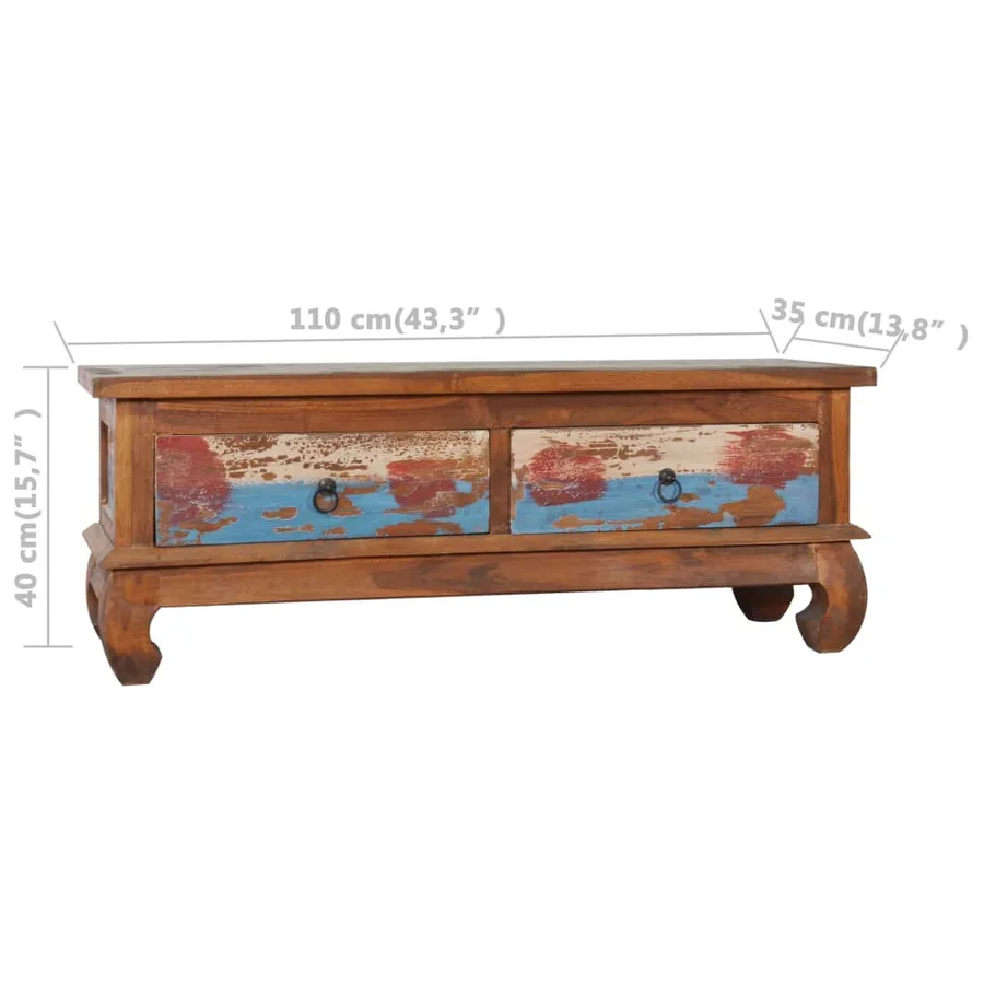 Meuble TV 110x35x40 cm Bois de teck recyclé - 10