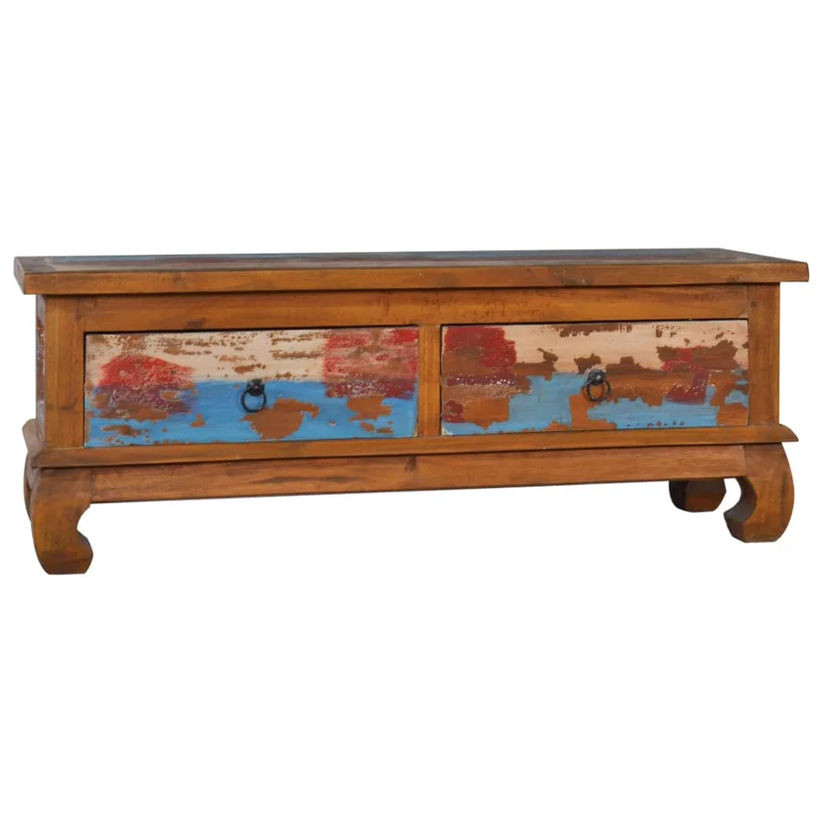 Meuble TV 110x35x40 cm Bois de teck recyclé - 11