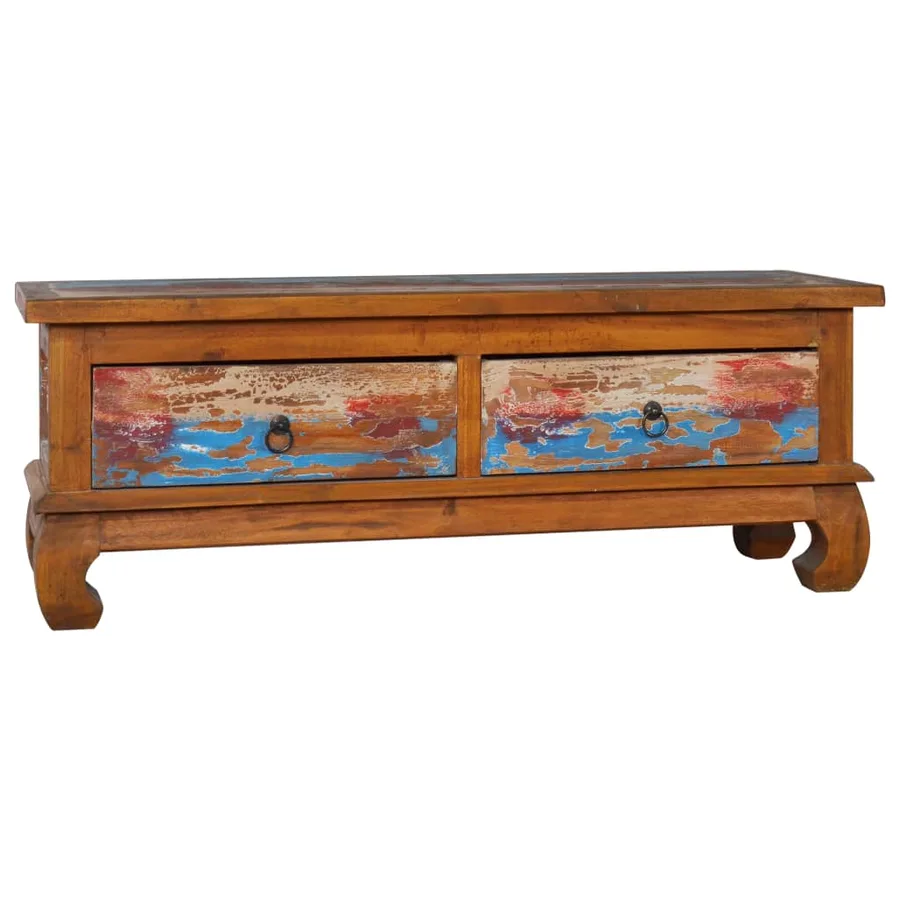 Meuble TV 110x35x40 cm Bois de teck recyclé - 12