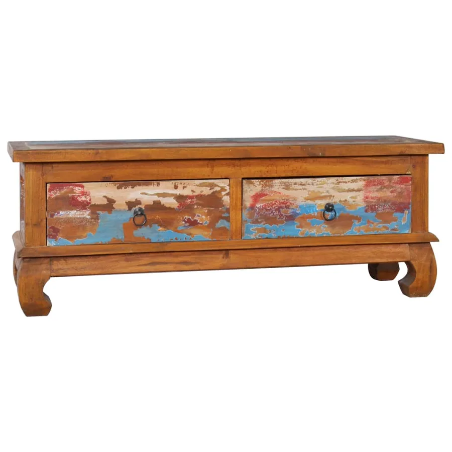 Meuble TV 110x35x40 cm Bois de teck recyclé - 13