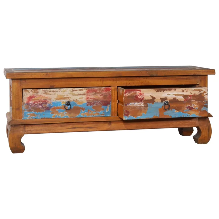 Meuble TV 110x35x40 cm Bois de teck recyclé - 2