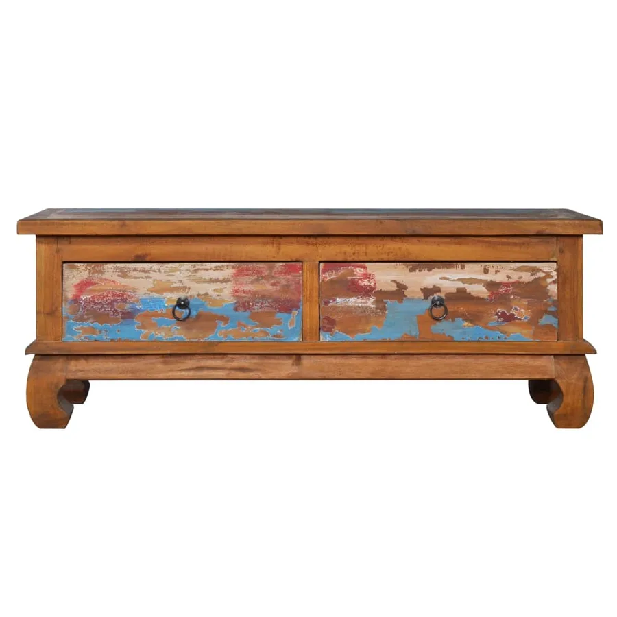 Meuble TV 110x35x40 cm Bois de teck recyclé - 3