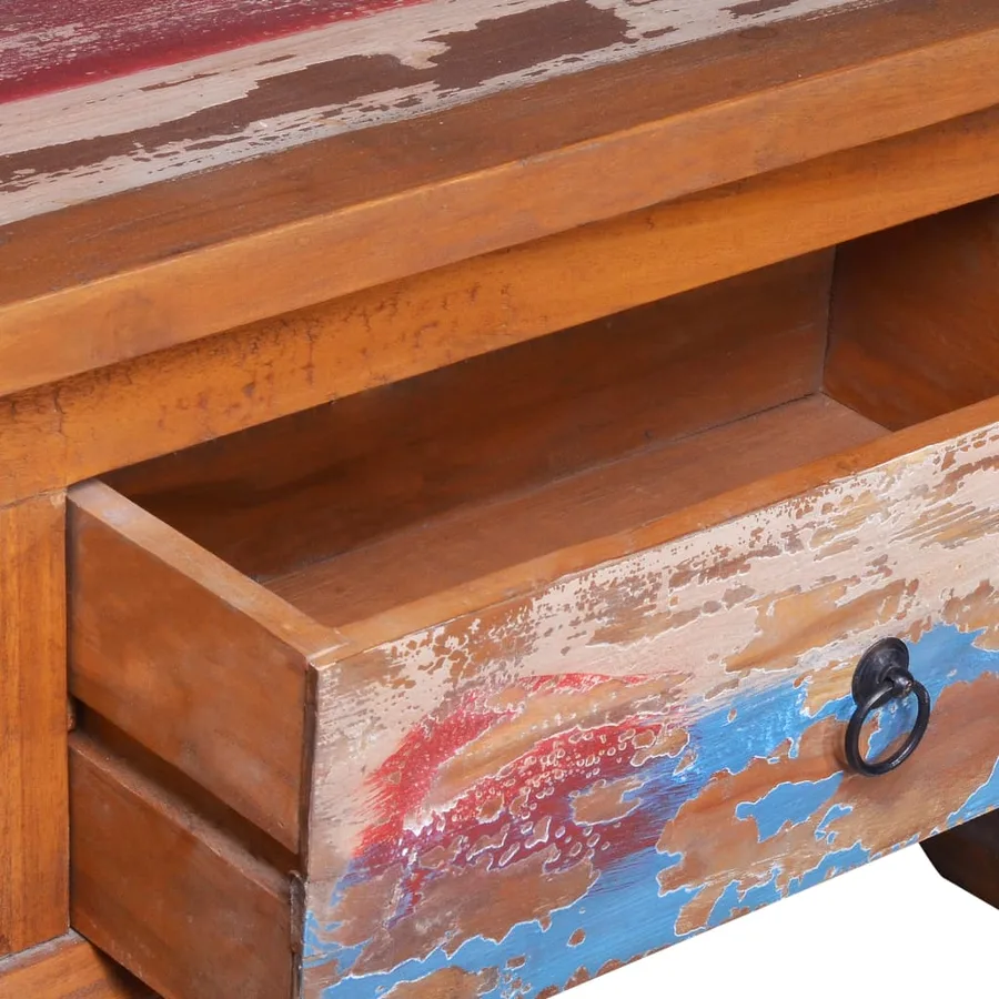 Meuble TV 110x35x40 cm Bois de teck recyclé - 7