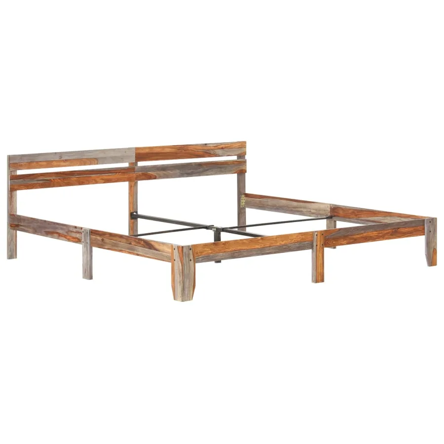 Cadre de lit sans matelas bois massif 200x200 cm - 10