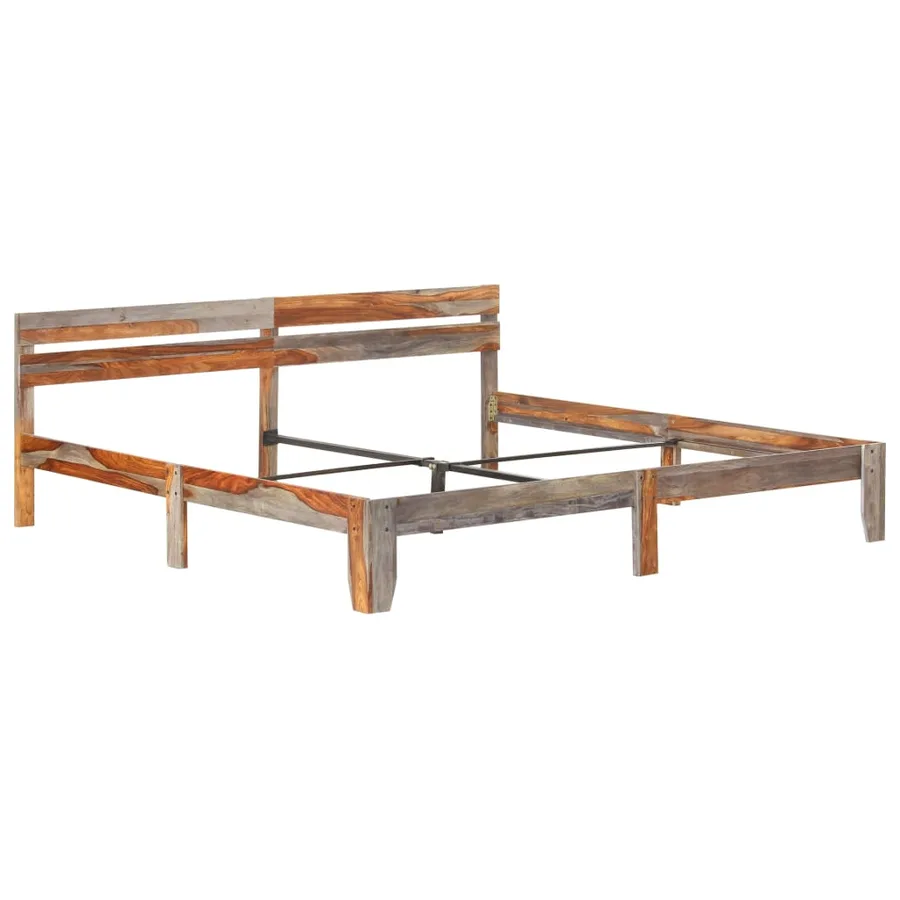 Cadre de lit sans matelas bois massif 200x200 cm - 11