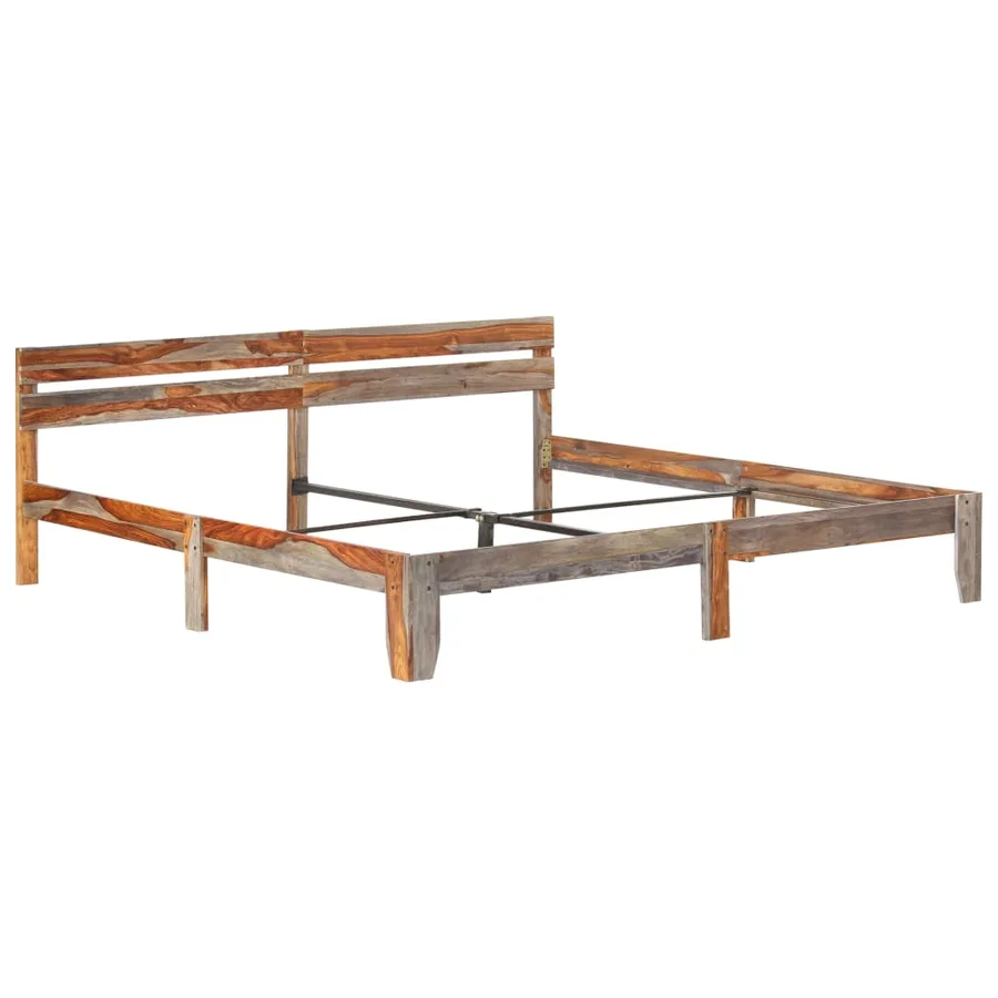 Cadre de lit sans matelas bois massif 200x200 cm - 2