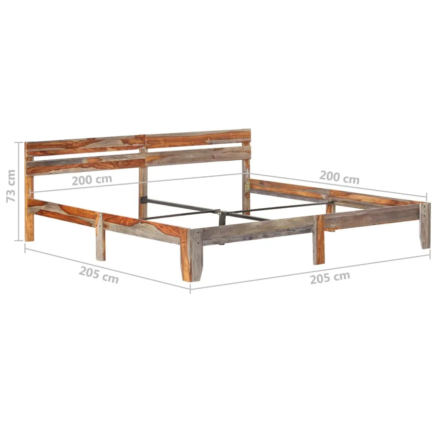 Cadre de lit sans matelas bois massif 200x200 cm - 8