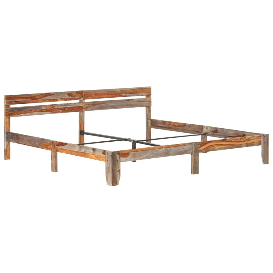 Cadre de lit sans matelas bois massif 200x200 cm - 9