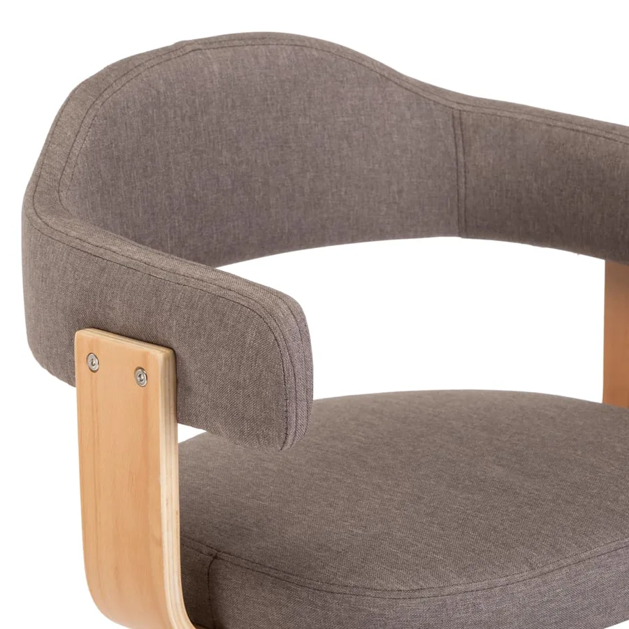 Chaise pivotante à manger Taupe Bois courbé et tissu - 7