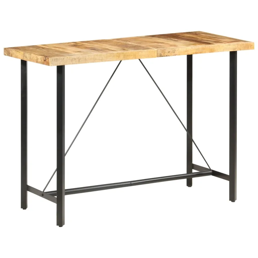 Table de bar 150x70x107 cm Bois de manguier brut - 8