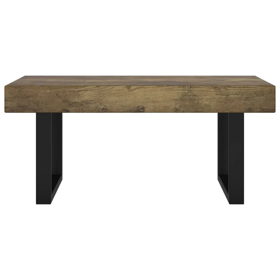 Table basse Marron foncé et noir 90x45x40 cm MDF et fer - 3