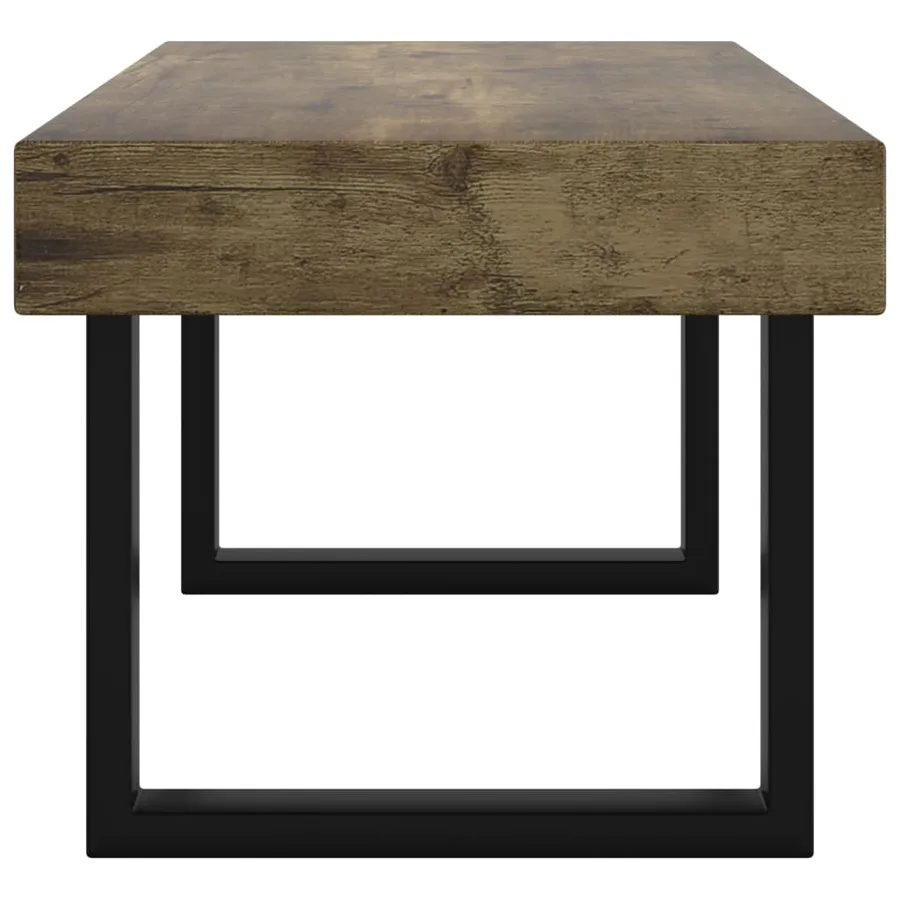 Table basse Marron foncé et noir 90x45x40 cm MDF et fer - 4