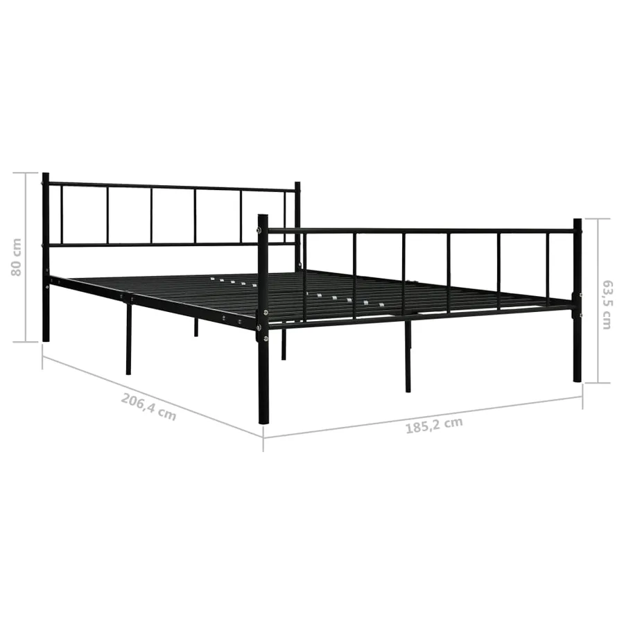 Cadre de lit sans matelas noir métal 180x200 cm - 5