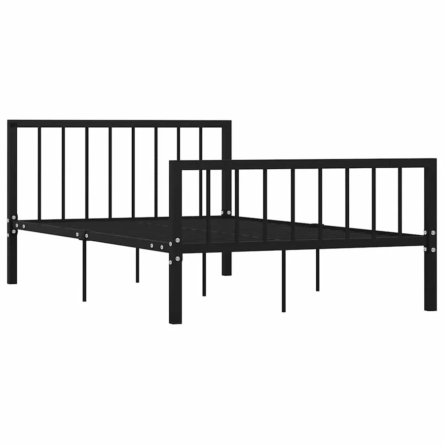 Cadre de lit sans matelas noir métal 120x200 cm - 2