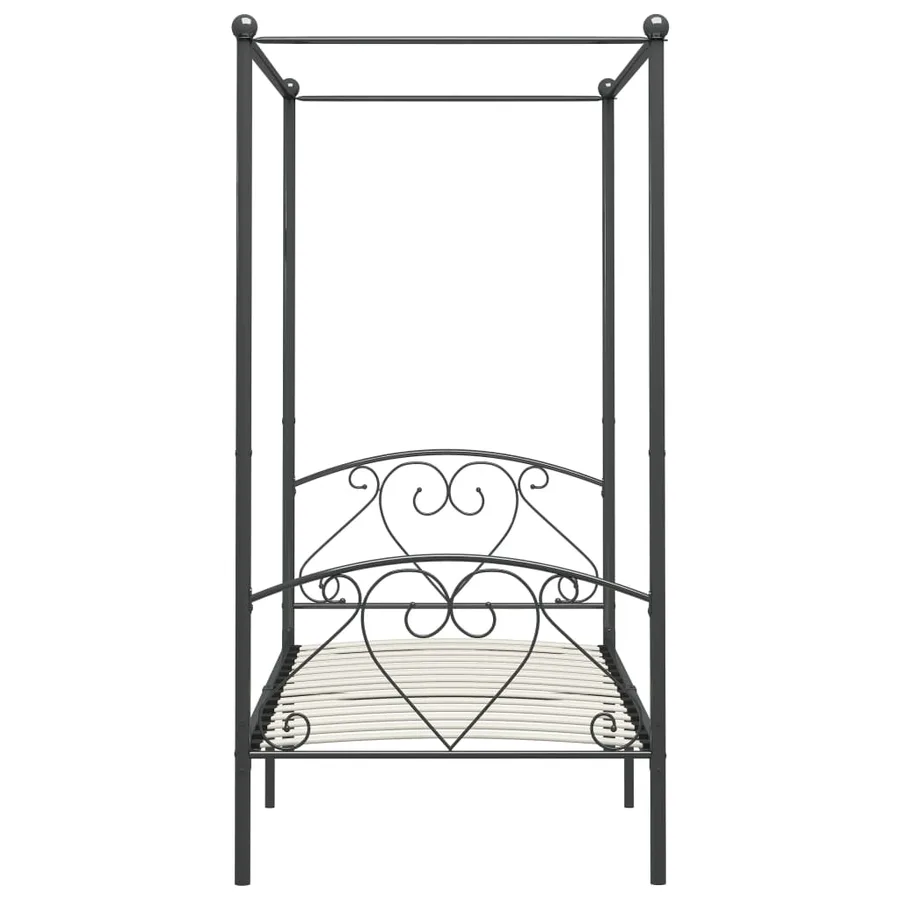 Cadre de lit à baldaquin sans matelas gris métal 120x200 cm - 3