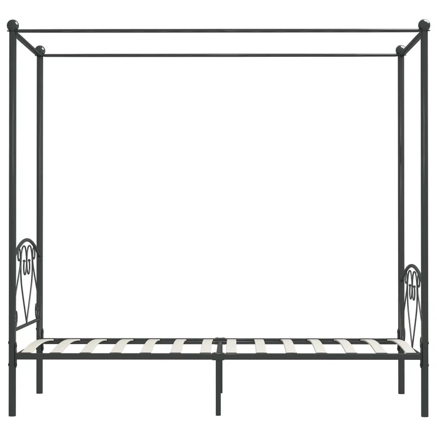 Cadre de lit à baldaquin sans matelas gris métal 120x200 cm - 4