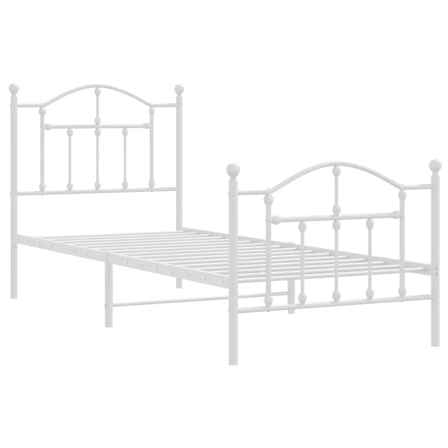 Cadre de lit métal sans matelas avec pied de lit blanc 90x190cm - 3