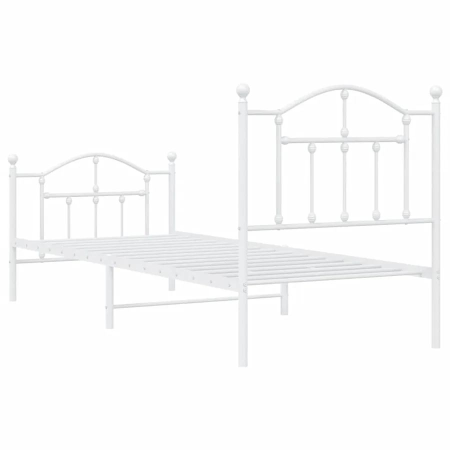 Cadre de lit métal sans matelas avec pied de lit blanc 90x190cm - 7