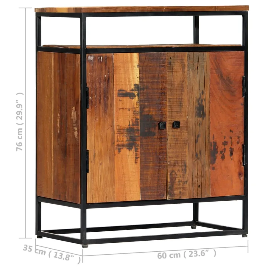 Armoire latérale 60x35x76 cm Bois récupération massif et acier - 6
