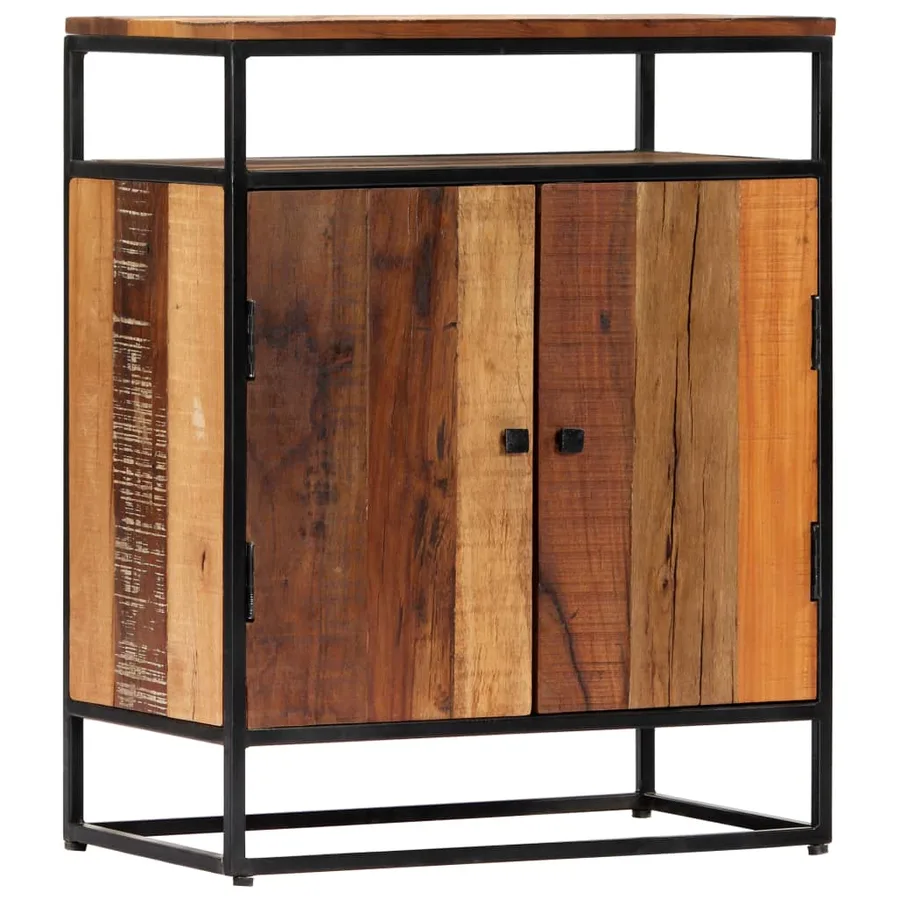 Armoire latérale 60x35x76 cm Bois récupération massif et acier - 7
