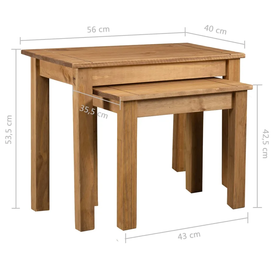 Tables gigognes 2 pcs Bois de pin massif Assortiment Panama - 6