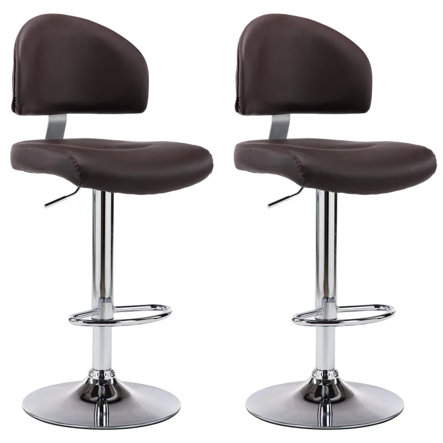 Tabourets de bar lot de 2 marron similicuir - 2