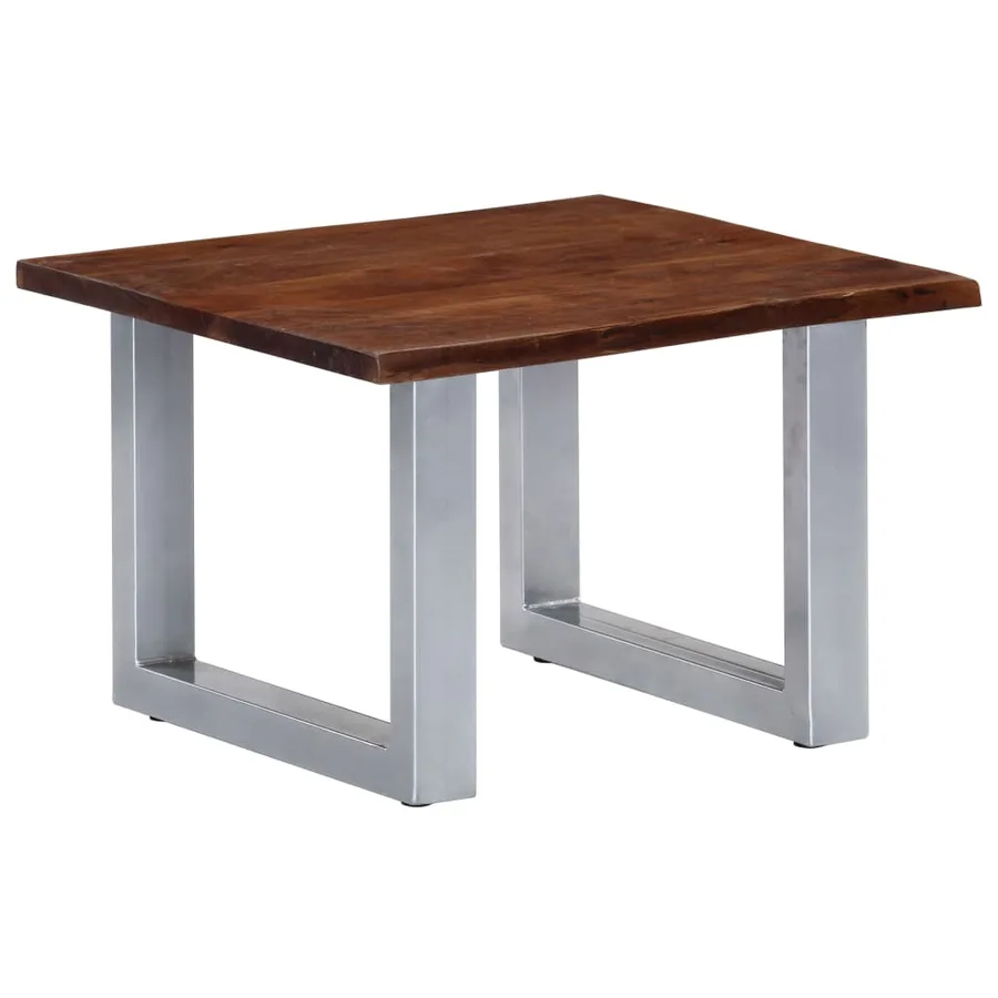 Table basse avec bord naturel 60x60x40 cm Bois d'acacia massif - 12
