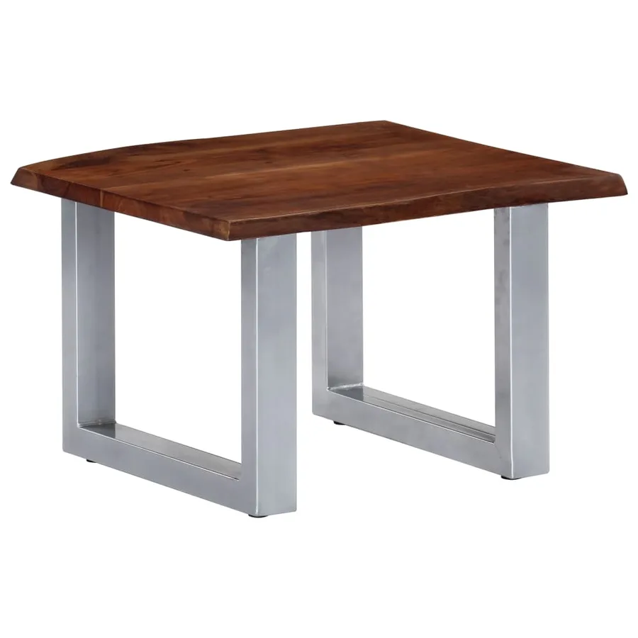 Table basse avec bord naturel 60x60x40 cm Bois d'acacia massif - 9