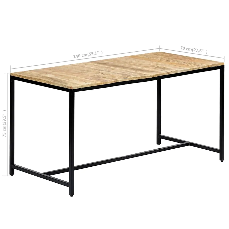 Table à manger 140x70x75 cm Bois de manguier massif brut - 7