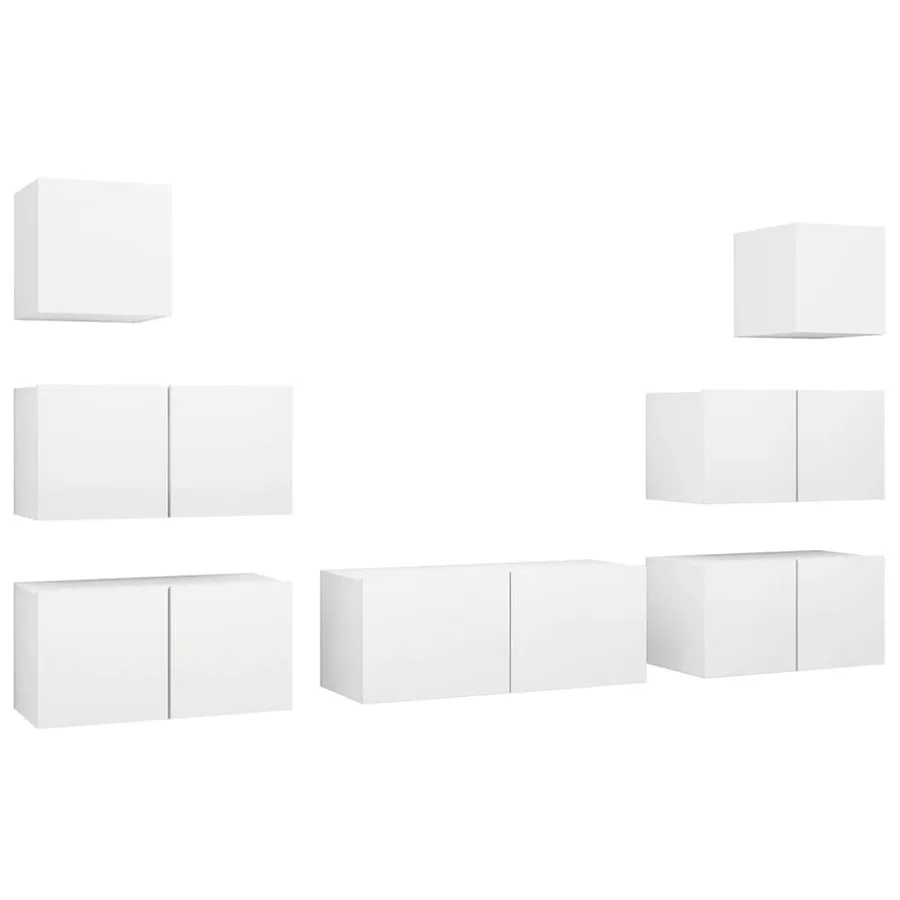 Ensemble de meubles TV 7 pcs Blanc Bois d'ingénierie - 2