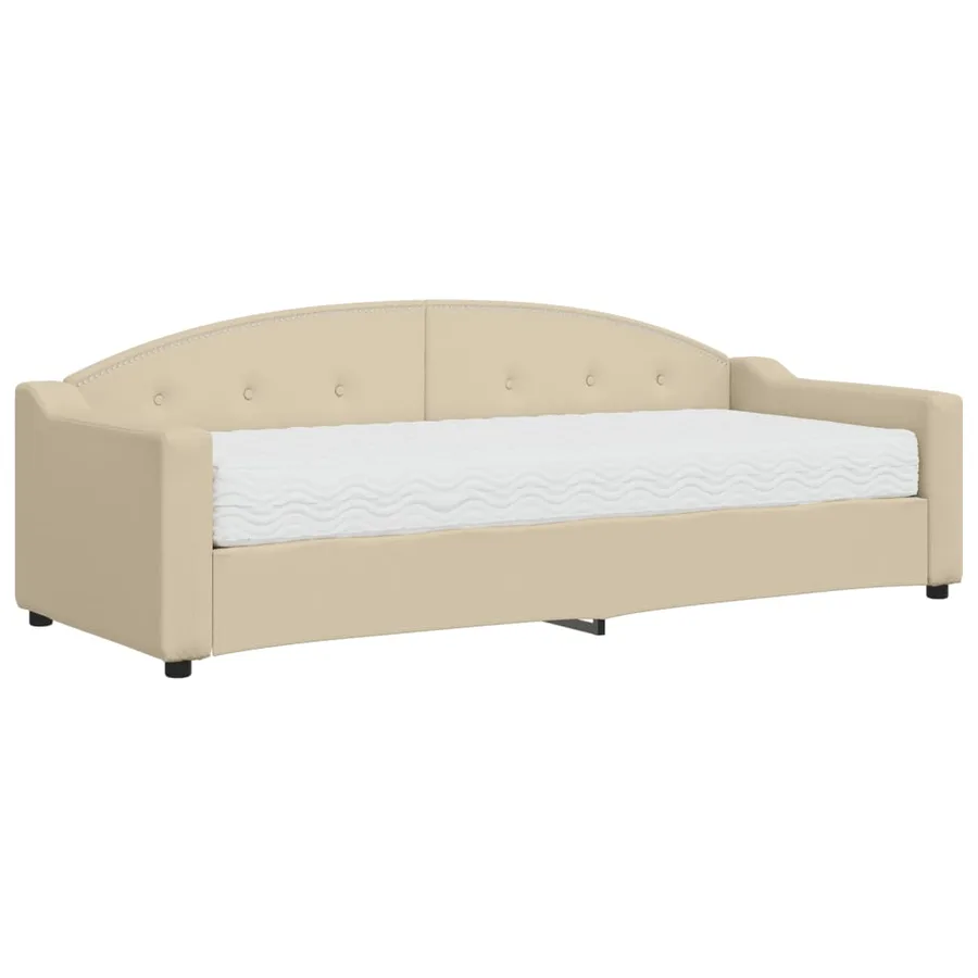 Lit de jour avec matelas crème 80x200 cm tissu - 2