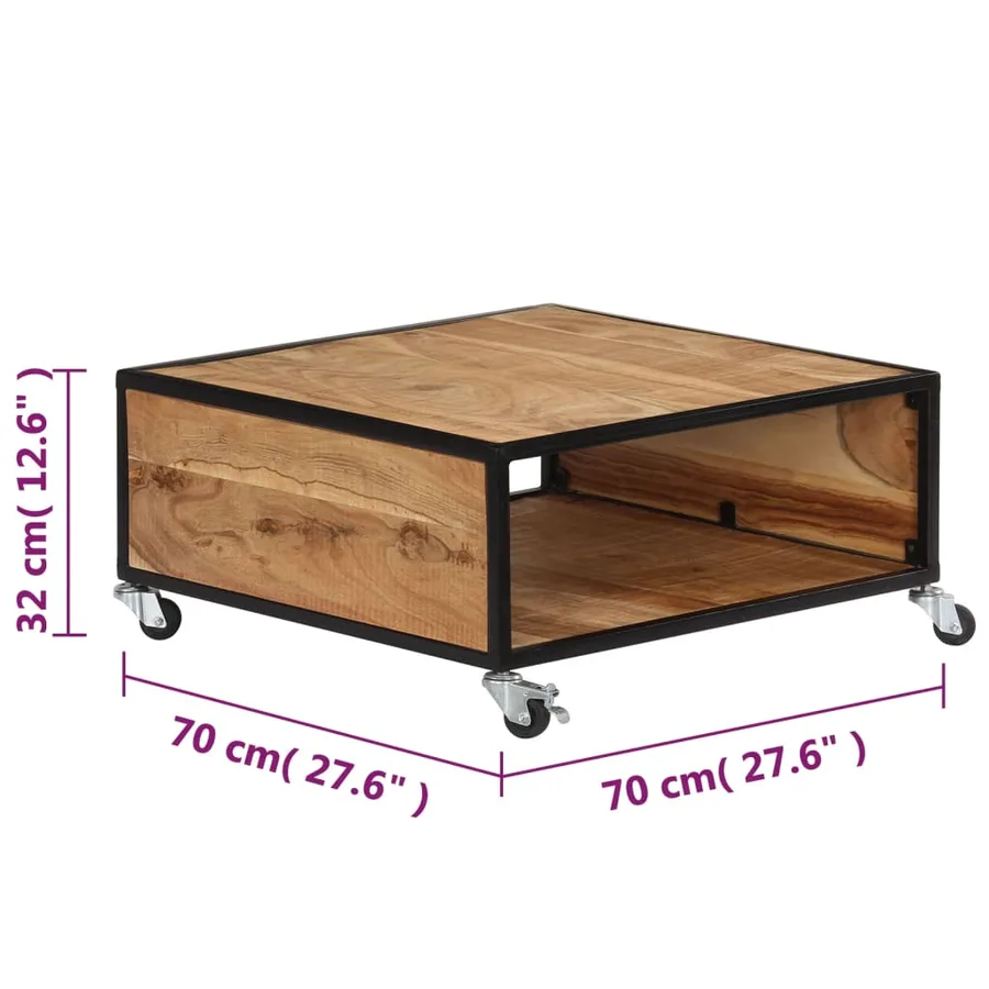 Table basse 70x70x32 cm Bois solide d'acacia - 8