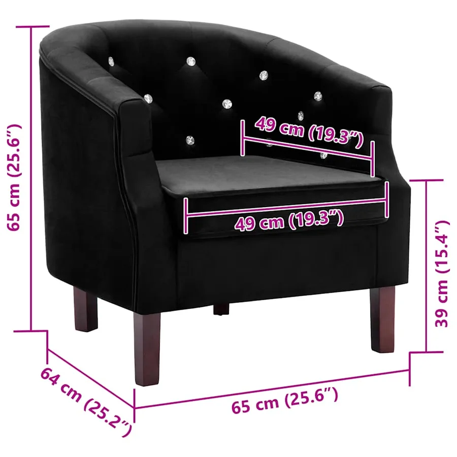 Fauteuil noir velours - 8
