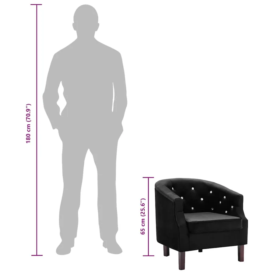 Fauteuil noir velours - 9