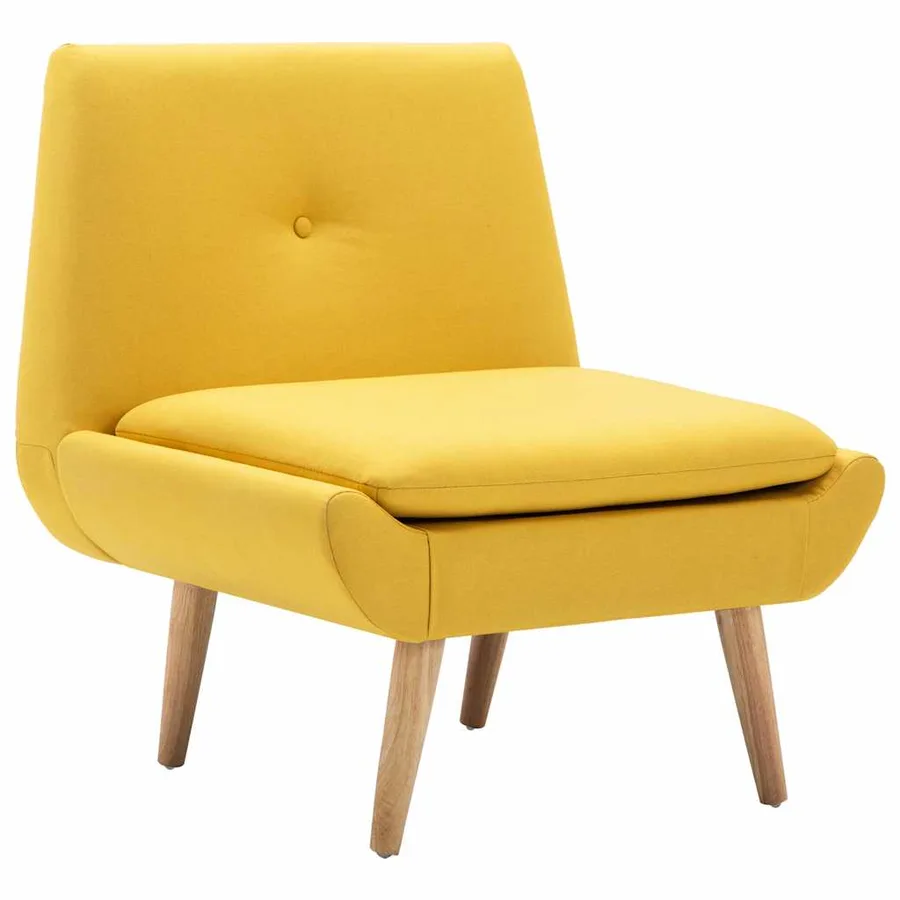 Fauteuil sans accoudoirs jaune tissu - 2