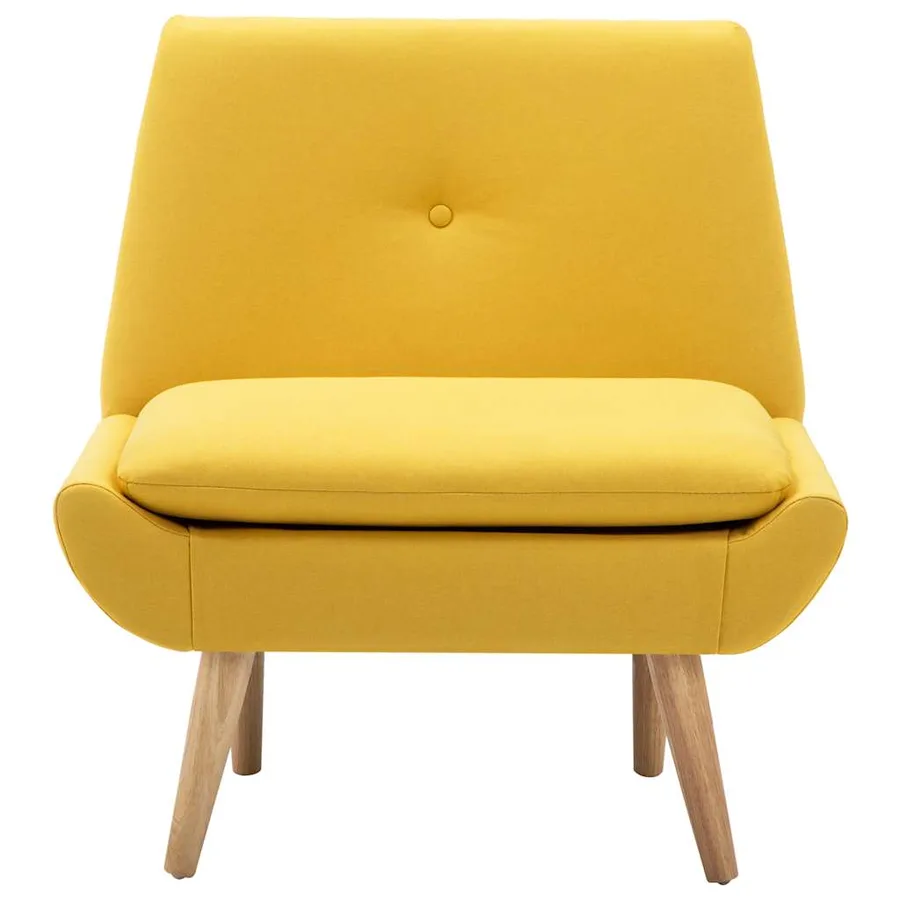Fauteuil sans accoudoirs jaune tissu - 3