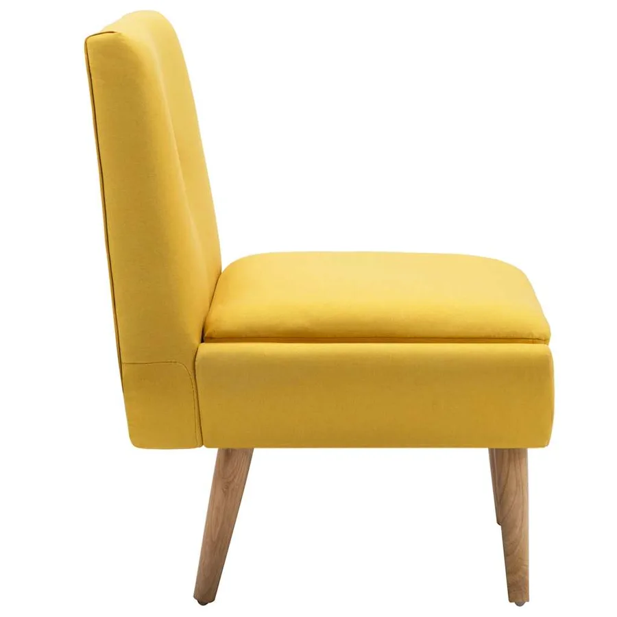 Fauteuil sans accoudoirs jaune tissu - 4