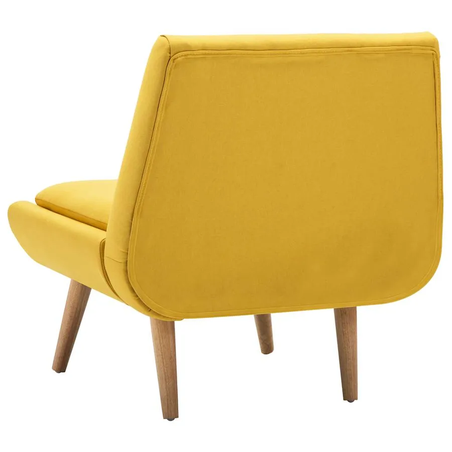 Fauteuil sans accoudoirs jaune tissu - 5