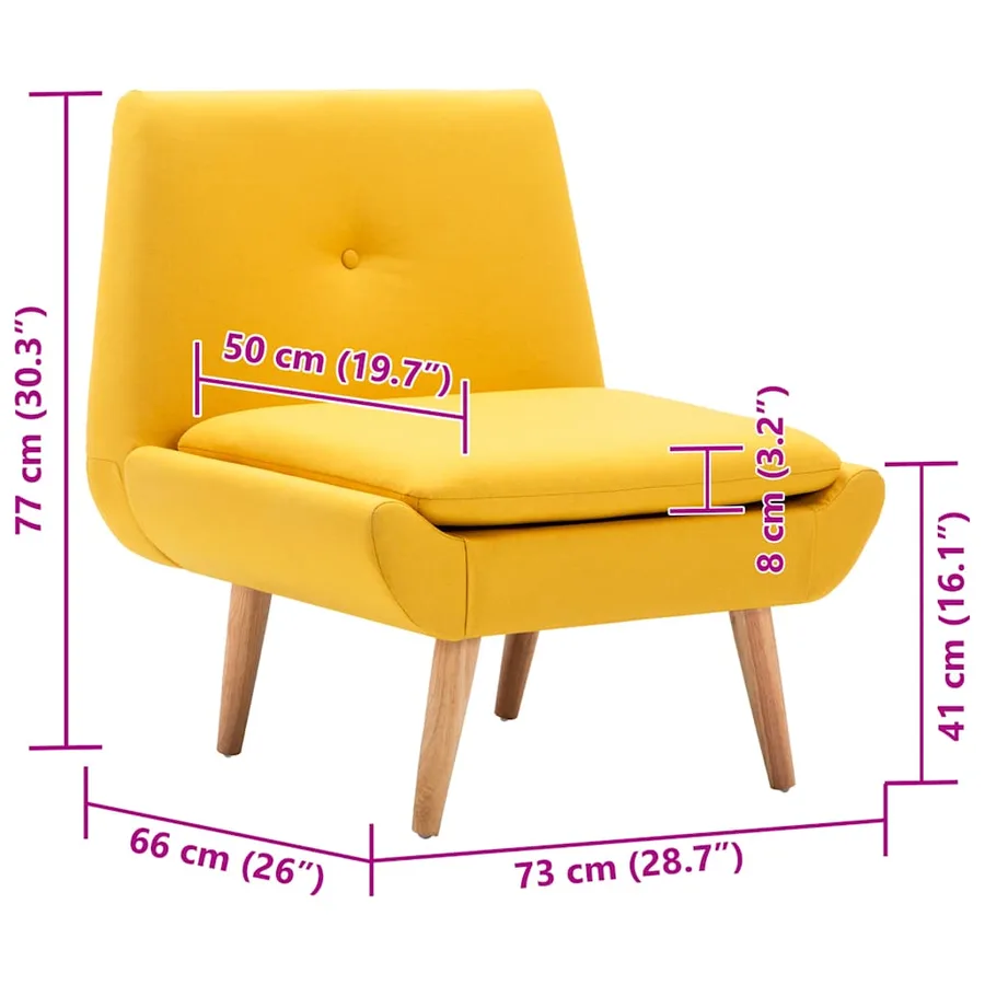 Fauteuil sans accoudoirs jaune tissu - 8