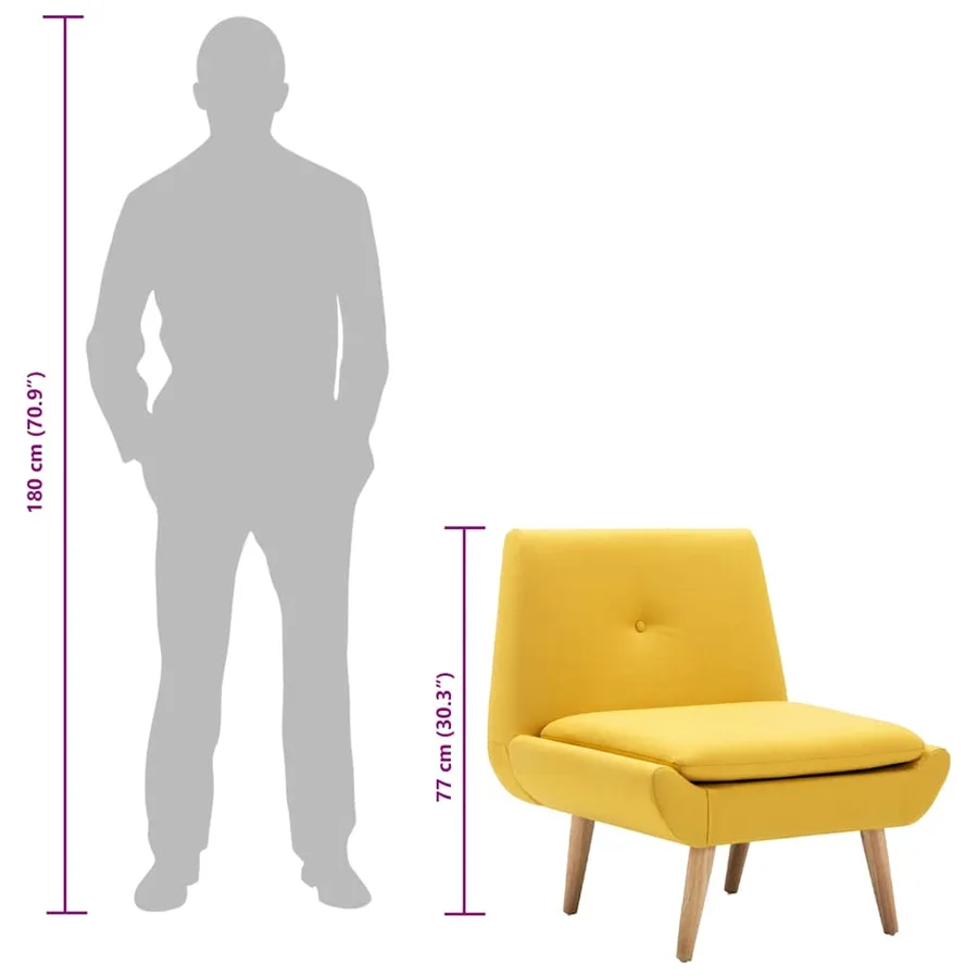 Fauteuil sans accoudoirs jaune tissu - 9