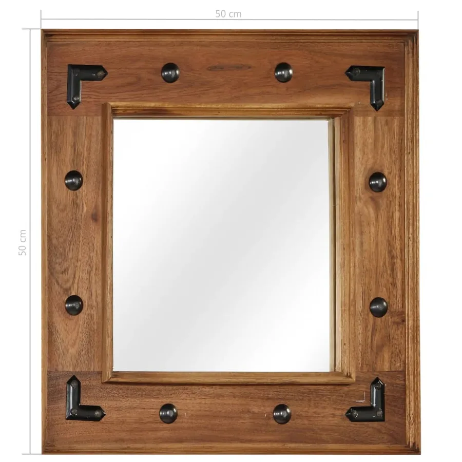 Miroir Bois d'acacia massif 50 x 50 cm - 11