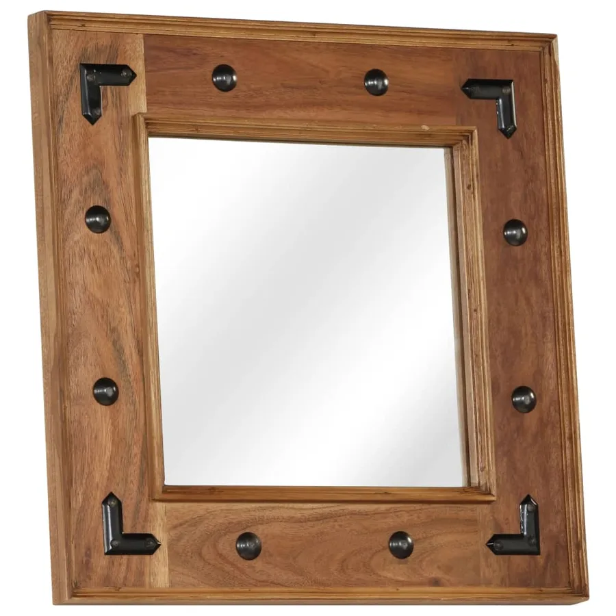 Miroir Bois d'acacia massif 50 x 50 cm - 7