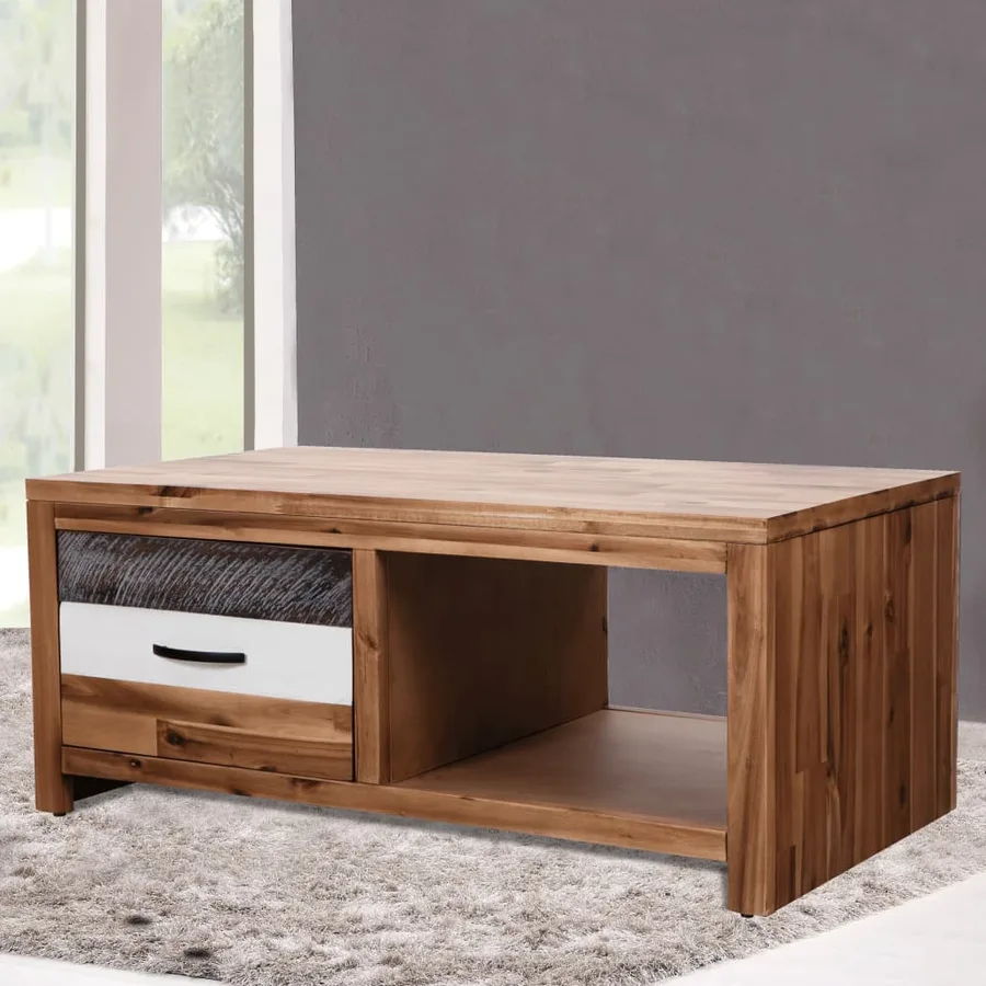 Table basse Bois d'acacia massif 90x50x37,5 cm - 9