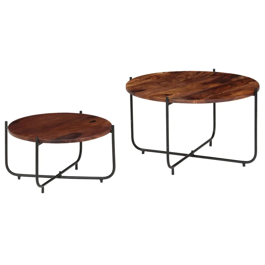 Ensemble de table basse 2 pcs Bois massif 60x35 cm - 14
