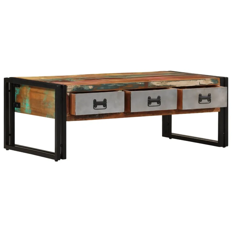 Table basse avec 3 tiroirs Bois de récupération 100x50x35 cm - 2