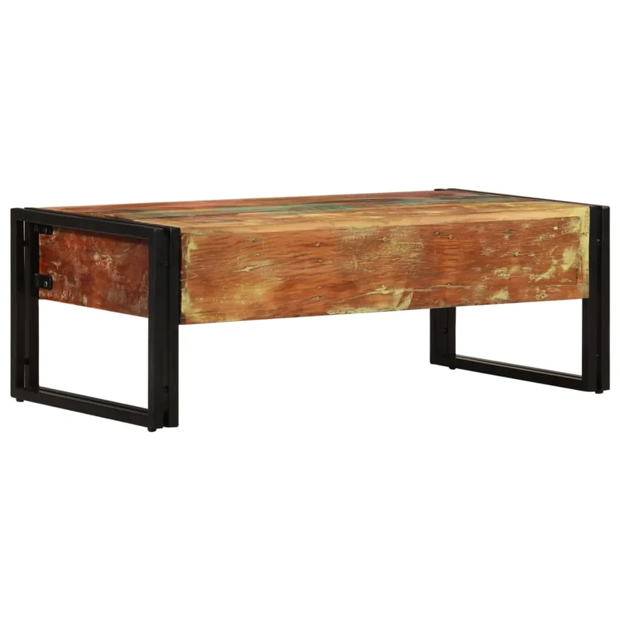 Table basse avec 3 tiroirs Bois de récupération 100x50x35 cm - 4